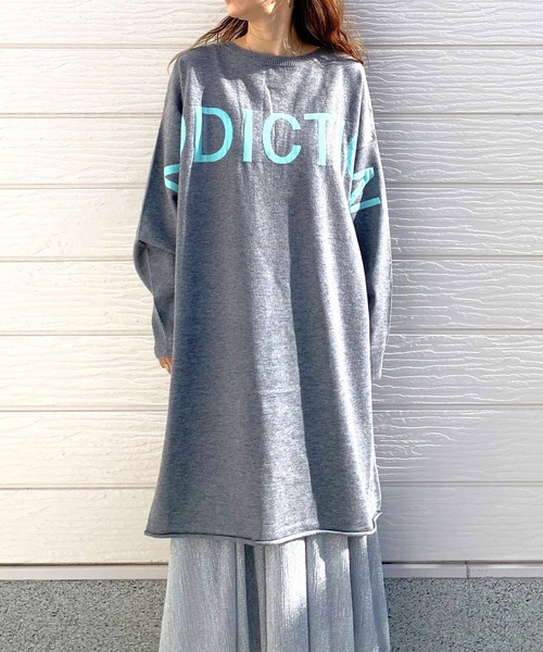 Q（キュー）の「オーバーロゴニット（ニット/セーター・レディース・ピンク/ライトグレー/ブラック・MEDIUM）」の4枚目の写真