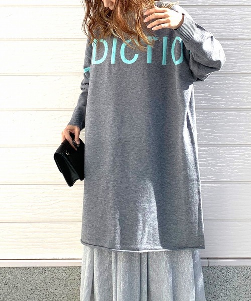 Q（キュー）の「オーバーロゴニット（ニット/セーター・レディース・ピンク/ライトグレー/ブラック・MEDIUM）」の8枚目の写真