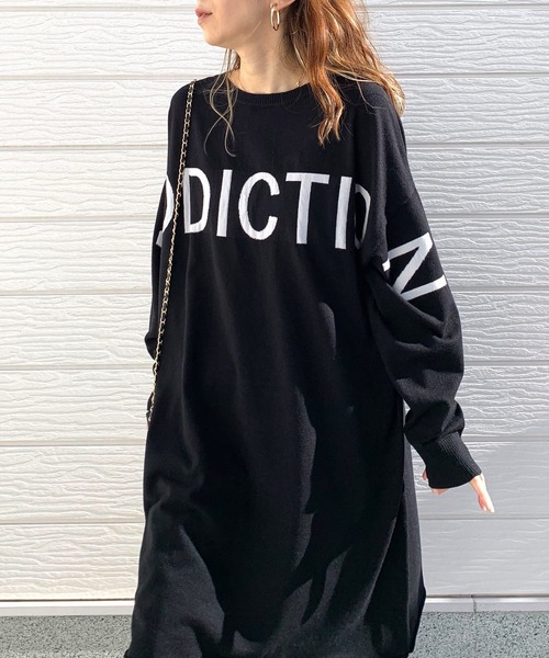 Q（キュー）の「オーバーロゴニット（ニット/セーター・レディース・ピンク/ライトグレー/ブラック・MEDIUM）」の9枚目の写真