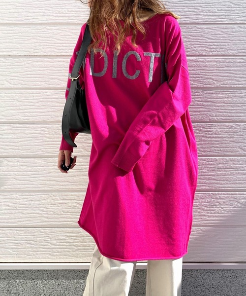 Q（キュー）の「オーバーロゴニット（ニット/セーター・レディース・ピンク/ライトグレー/ブラック・MEDIUM）」の13枚目の写真