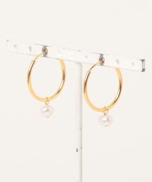 【W】【it】【MUSES】6~7mm淡水パールフープピアス 【淡水パールxシルバー925】