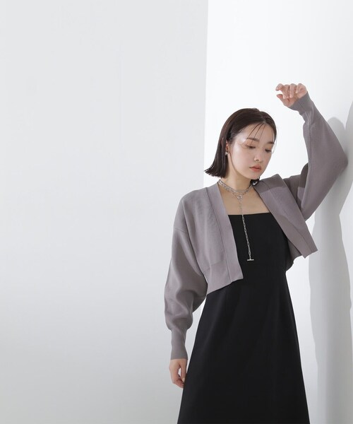 NATURAL BEAUTY BASIC（ナチュラルビューティーベーシック）の「◇クロップドカーデ＆キャミワンピ（ワンピース・レディース・ブラック系その他/ベージュ系その他・MEDIUM）」の10枚目の写真