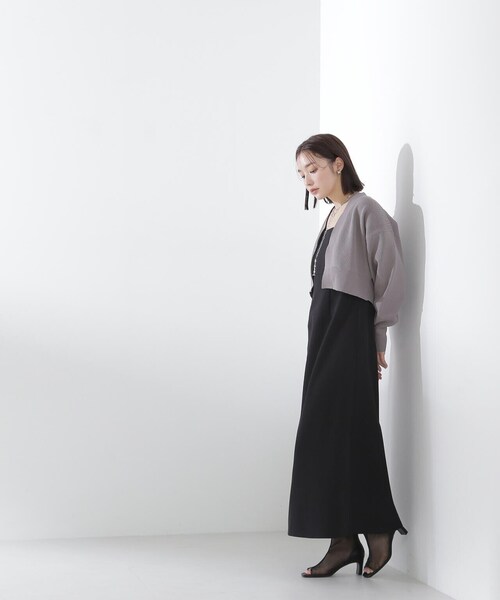 NATURAL BEAUTY BASIC（ナチュラルビューティーベーシック）の「◇クロップドカーデ＆キャミワンピ（ワンピース・レディース・ブラック系その他/ベージュ系その他・MEDIUM）」の11枚目の写真