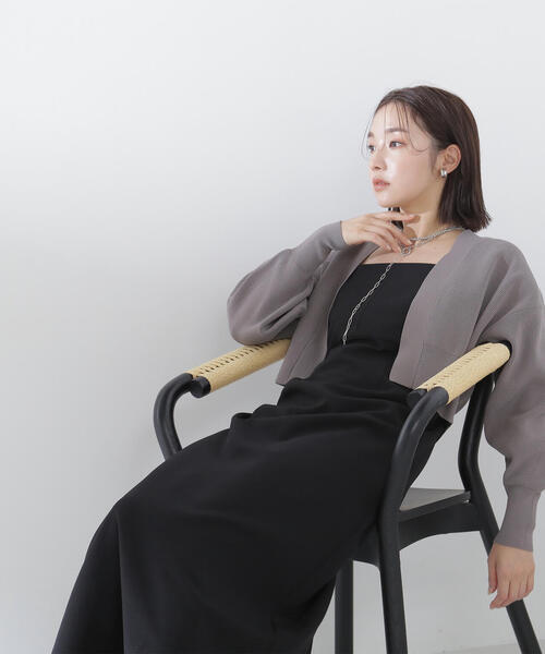 NATURAL BEAUTY BASIC（ナチュラルビューティーベーシック）の「◇クロップドカーデ＆キャミワンピ（ワンピース・レディース・ブラック系その他/ベージュ系その他・MEDIUM）」の12枚目の写真