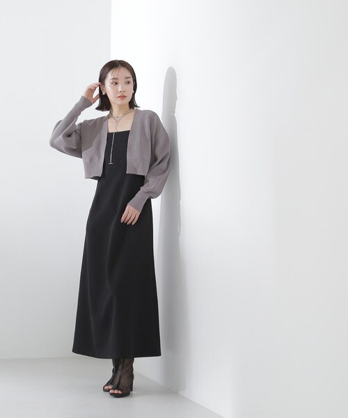 NATURAL BEAUTY BASIC（ナチュラルビューティーベーシック）の「◇クロップドカーデ＆キャミワンピ（ワンピース・レディース・ブラック系その他/ベージュ系その他・MEDIUM）」の13枚目の写真