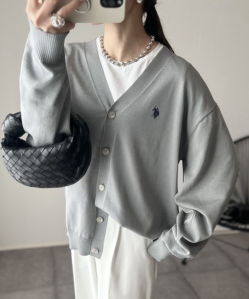 U.S. POLO ASSN.(ユーエスポロアッスン)の「U.S.POLO ASSN. オーバーサイズ Vネックカーディガン(カーディガン/ボレロ・レディース・ベージュ/ネイビー/ライラック/グレー/ライトピンク・M/L)」の19枚目の写真