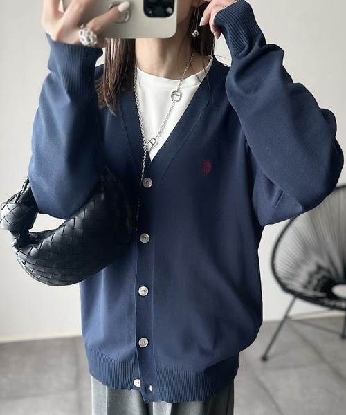 U.S. POLO ASSN.(ユーエスポロアッスン)の「U.S.POLO ASSN. オーバーサイズ Vネックカーディガン(カーディガン/ボレロ・レディース・ベージュ/ネイビー/ライラック/グレー/ライトピンク・M/L)」の21枚目の写真