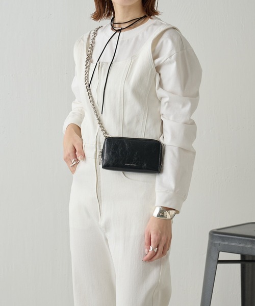 COLLAGE GALLARDAGALANTE（コラージュガリャルダガランテ）の「【OT】デニムイージーオーバーオール/Q.anos（サロペット/オーバーオール・レディース・ホワイト/ブラック・FREE）」の3枚目の写真