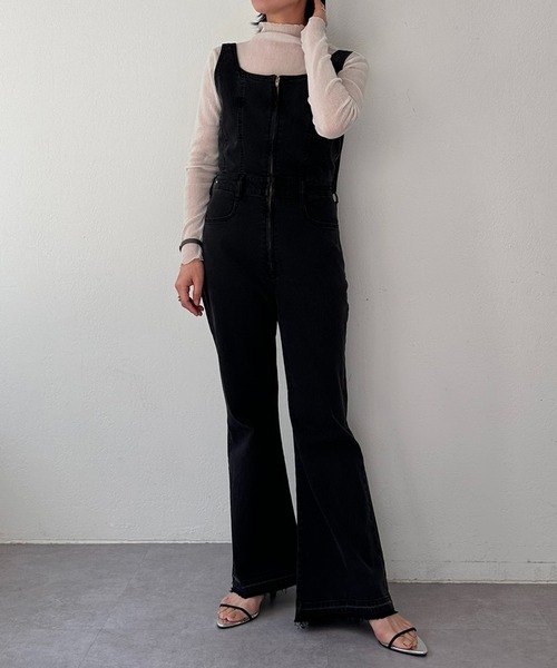 COLLAGE GALLARDAGALANTE（コラージュガリャルダガランテ）の「【OT】デニムイージーオーバーオール/Q.anos（サロペット/オーバーオール・レディース・ホワイト/ブラック・FREE）」の15枚目の写真