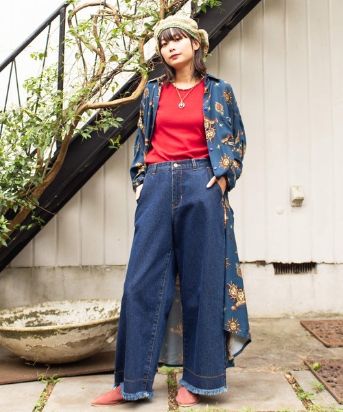 チャイハネ(チャイハネ)の「【チャイハネ】トーティブデニムワイドパンツ(デニムパンツ・レディース・ライトブルー/ダークブルー・FREE)」の14枚目の写真