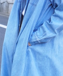 タグあり ハーベスティ デニムワークシャツワンピース サイズ2 ユーズドブルー HARVESTY（ハーベスティ）の「HARVESTY/ハーヴェスティー DENIM