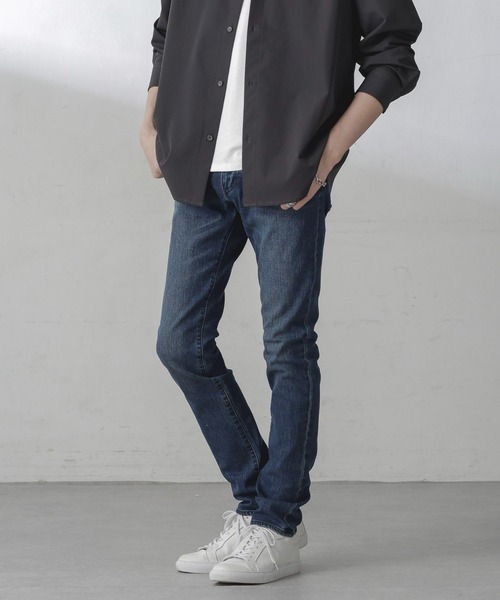 NANO universe（ナノユニバース）の「ライクラスキニーデニム（デニムパンツ・メンズ・ダークネイビー/ブルー・S/M/L/XL）」の2枚目の写真