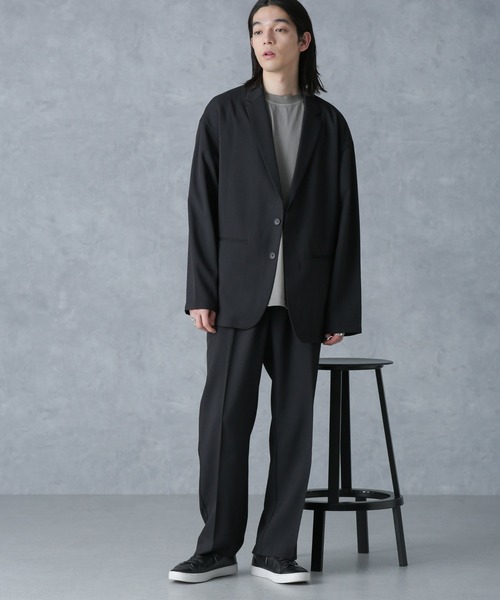 NANO universe（ナノユニバース）の「ストレッチツイルワイドジャケット(セットアップ可)（テーラードジャケット・メンズ・チャコール/ブルーグレー/ブラック・S/L/M）」の12枚目の写真