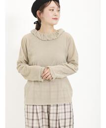 Samansa Mos2 | ベロアチュールフリル襟カットソー(Tシャツ/カットソー)