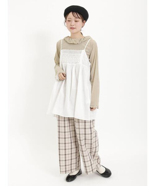 Samansa Mos2（サマンサ モスモス）の「ベロアチュールフリル襟カットソー（Tシャツ/カットソー・レディース・ベージュ/オフホワイト/ブラック・F）」の22枚目の写真