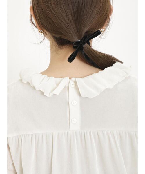 Samansa Mos2（サマンサ モスモス）の「ベロアチュールフリル襟カットソー（Tシャツ/カットソー・レディース・ベージュ/オフホワイト/ブラック・F）」の21枚目の写真