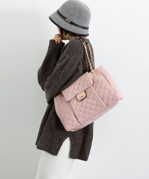 Miniministore(ミニミニストア)の「キルティング トートバッグ レディース鞄(トートバッグ・レディース・ベージュ/イエロー/ピンク/ブラック/アイボリー/ブルー・FREE)」の18枚目の写真