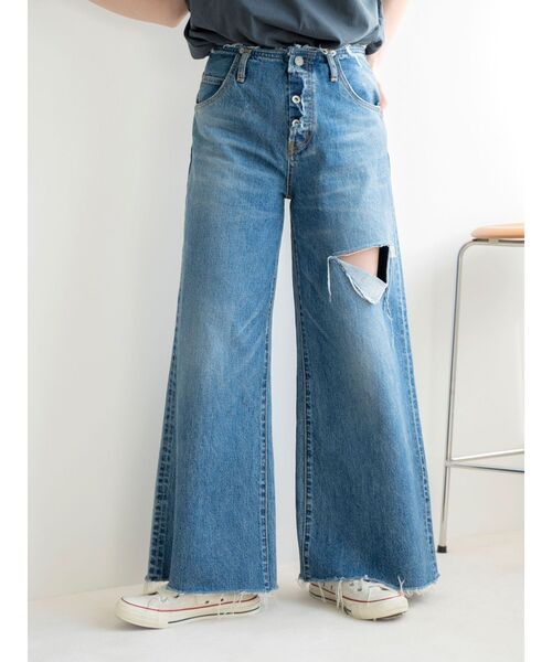 Ungrid（アングリッド）の「ウエストカットクラッシュストレートデニム（デニムパンツ・レディース・ブルー・25inch/26inch/24inch）」の2枚目の写真