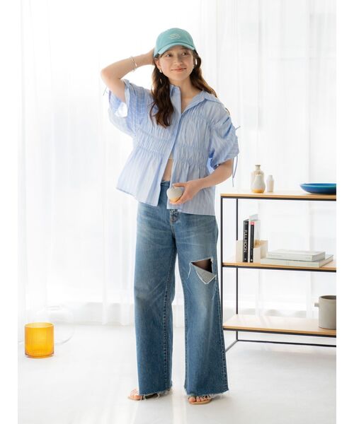 Ungrid（アングリッド）の「ウエストカットクラッシュストレートデニム（デニムパンツ・レディース・ブルー・25inch/26inch/24inch）」の14枚目の写真