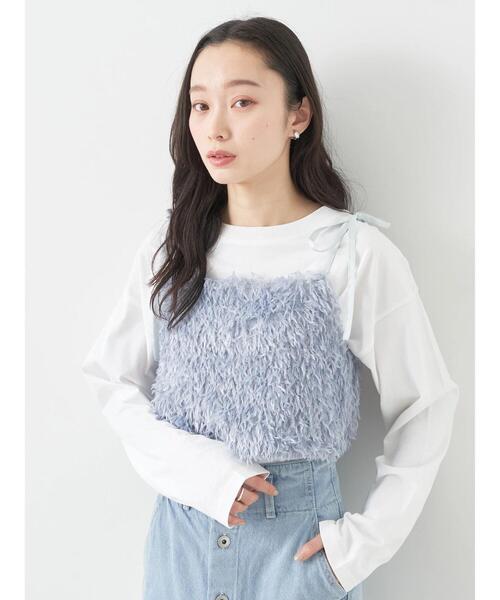 earth music&ecology（アースミュージックアンドエコロジー）の「肩リボンフェザービスチェ（ベスト・レディース・アイボリー/ライトグレー/ブルー・FREE）」の21枚目の写真