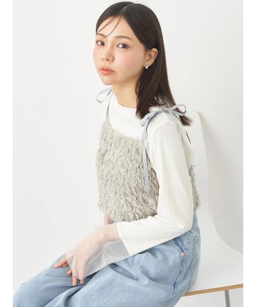 earth music&ecology（アースミュージックアンドエコロジー）の「肩リボンフェザービスチェ（ベスト・レディース・アイボリー/ライトグレー/ブルー・FREE）」の13枚目の写真