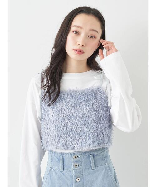 earth music&ecology（アースミュージックアンドエコロジー）の「肩リボンフェザービスチェ（ベスト・レディース・アイボリー/ライトグレー/ブルー・FREE）」の8枚目の写真