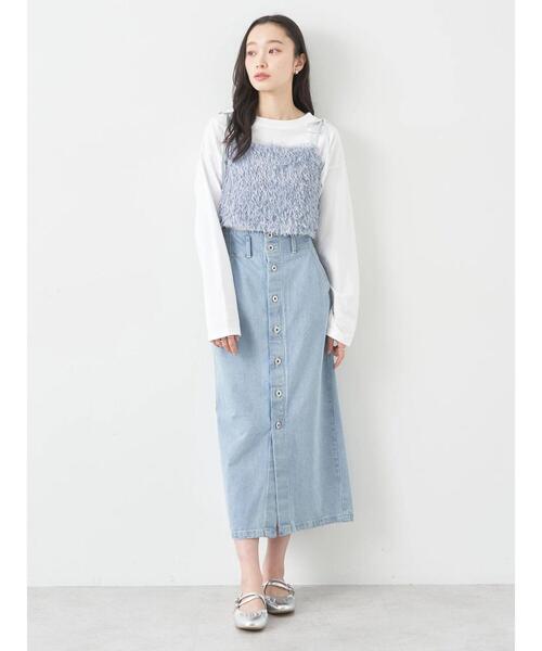 earth music&ecology（アースミュージックアンドエコロジー）の「肩リボンフェザービスチェ（ベスト・レディース・アイボリー/ライトグレー/ブルー・FREE）」の9枚目の写真