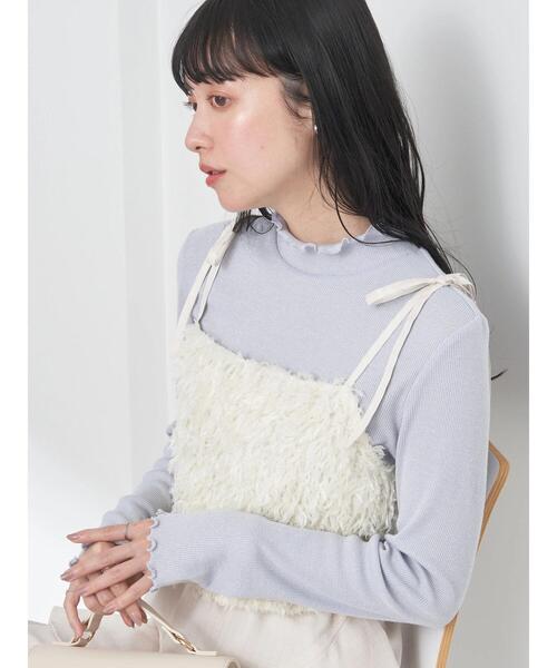 earth music&ecology（アースミュージックアンドエコロジー）の「肩リボンフェザービスチェ（ベスト・レディース・アイボリー/ライトグレー/ブルー・FREE）」の12枚目の写真