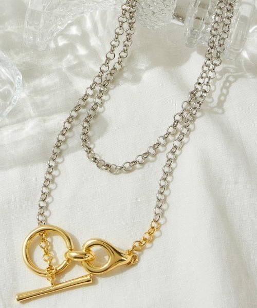 styiro（スタイロ）の「ニッケルフリー 2wayゴールド×シルバーメタルマンテルネックレス（ネックレス・レディース・ゴールド系その他・FREE）」の2枚目の写真