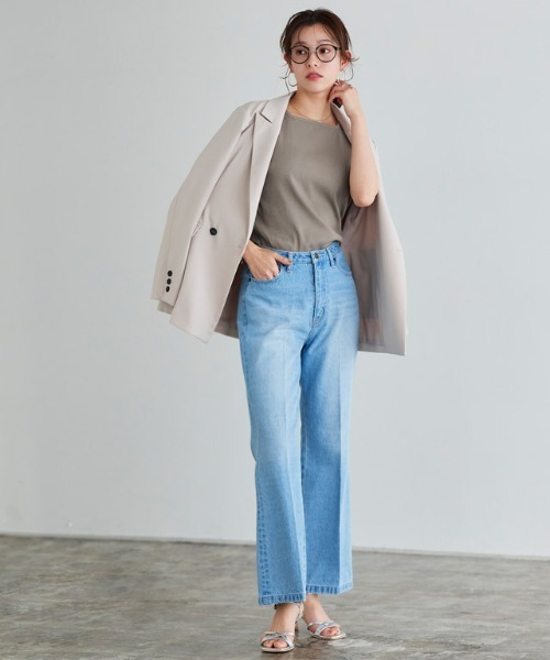 Pierrot（ピエロ）の「【ブラ紐隠し】リブタンクトップ スクエアネック（タンクトップ・レディース・オフホワイト/ブラック/グレー系その他/ネイビー/サンドベージュ・M/L）」の8枚目の写真