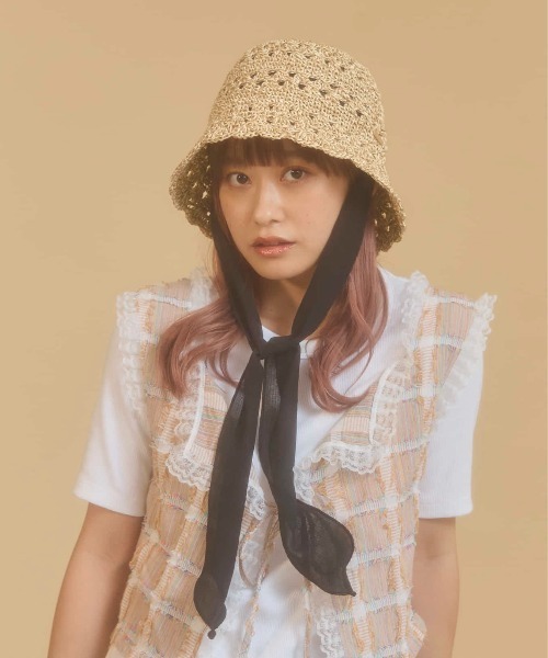 kaorinomori(カオリノモリ)の「kaorinomori クーハット / カオリノモリ(ハット・レディース・オレンジ/ライトブルー/ベージュ・M/57.5cm)」の4枚目の写真