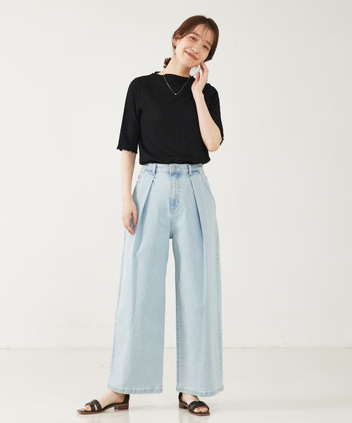 abahouse mavie（アバハウスマヴィ）の「シャーリング5分袖プルオーバー（Tシャツ/カットソー・レディース・カーキ/ホワイト/ブラック・フリー）」の15枚目の写真