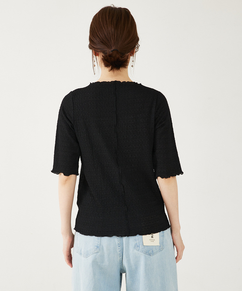 abahouse mavie（アバハウスマヴィ）の「シャーリング5分袖プルオーバー（Tシャツ/カットソー・レディース・カーキ/ホワイト/ブラック・フリー）」の20枚目の写真