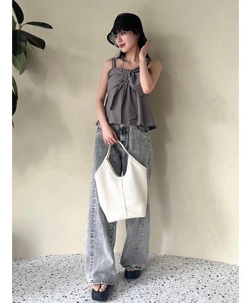 FRAY I.D（フレイアイディー）の「メッシュトート（トートバッグ・レディース・ホワイト/ブラック/オレンジ・FREE）」の4枚目の写真