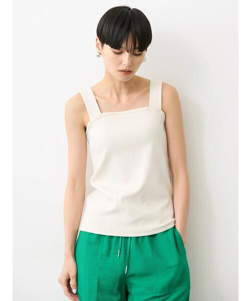 AMERICAN HOLIC（アメリカンホリック）の「抗菌防臭テレコベアタンクトップ（タンクトップ・レディース・ブラウン/チャコールグレー/アイボリー・M/L）」の9枚目の写真