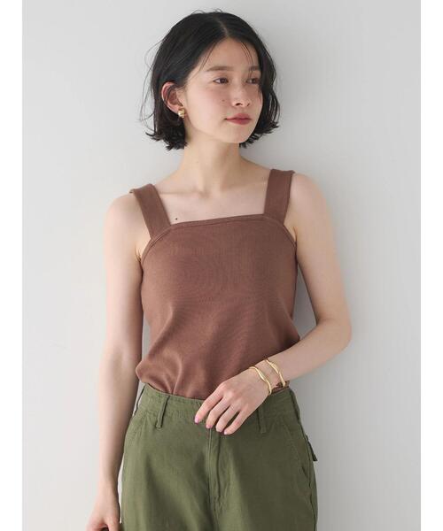 AMERICAN HOLIC（アメリカンホリック）の「抗菌防臭テレコベアタンクトップ（タンクトップ・レディース・ブラウン/チャコールグレー/アイボリー・M/L）」の13枚目の写真