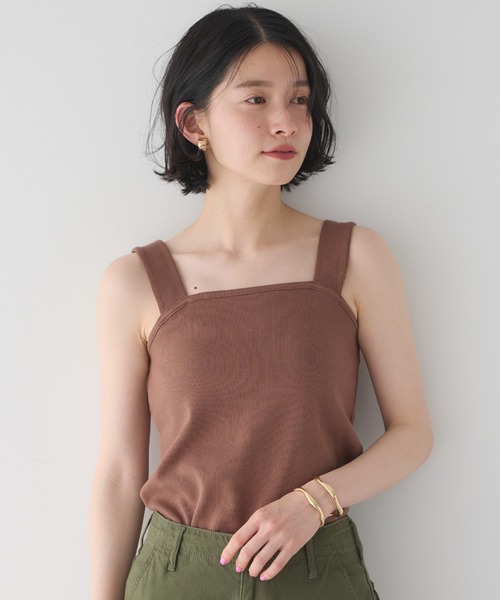 AMERICAN HOLIC（アメリカンホリック）の「抗菌防臭テレコベアタンクトップ（タンクトップ・レディース・ブラウン/チャコールグレー/アイボリー・M/L）」の3枚目の写真