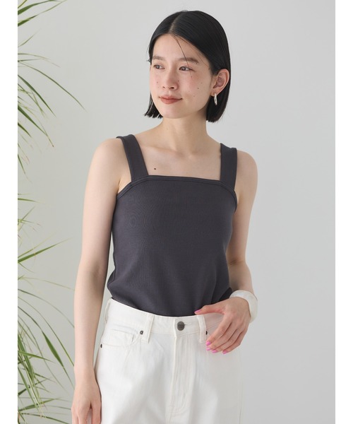 AMERICAN HOLIC（アメリカンホリック）の「抗菌防臭テレコベアタンクトップ（タンクトップ・レディース・ブラウン/チャコールグレー/アイボリー・M/L）」の2枚目の写真