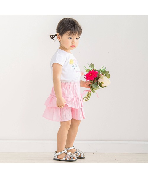 セール】フラワーレースティアードキュロットパンツ(80~90cm