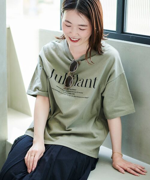 le.coeur blanc（ルクールブラン）の「《手洗い可能》JubilantロゴTシャツ（Tシャツ/カットソー・レディース・オフホワイト/ネイビー/カーキオリーブ・38）」の2枚目の写真