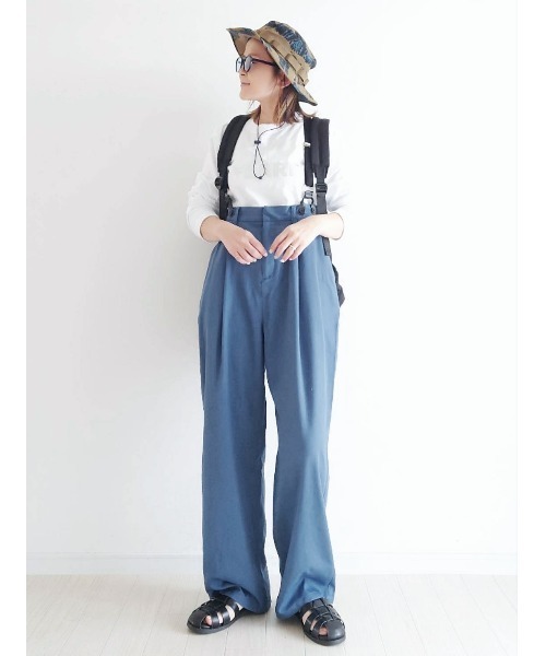 notch.（ノッチ）の「【 notch.by yui 】サスペンダー付きハイウエストパンツ  Ｓ／Ｓ（サロペット/オーバーオール・レディース・ブラック/チャコールグレー/ブルー・M/TM）」の14枚目の写真