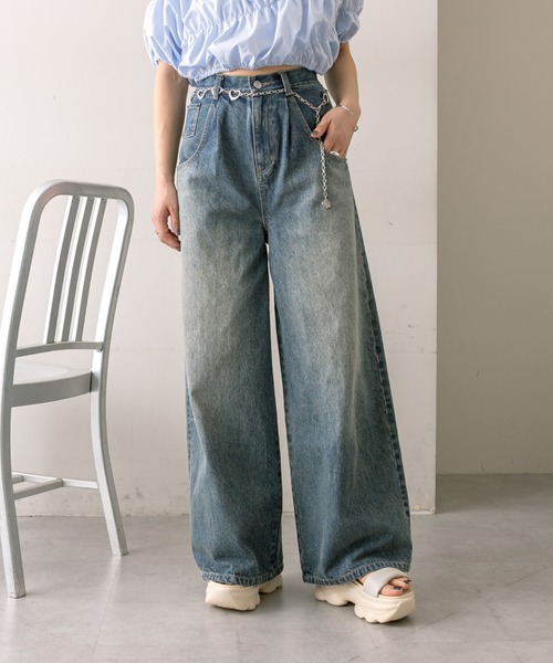mline（エムライン）の「【サイズ展開あり】[mline]刺繍タックワイドデニム（デニムパンツ・レディース・ブラック/ブルー/ベージュ・1/2）」の11枚目の写真