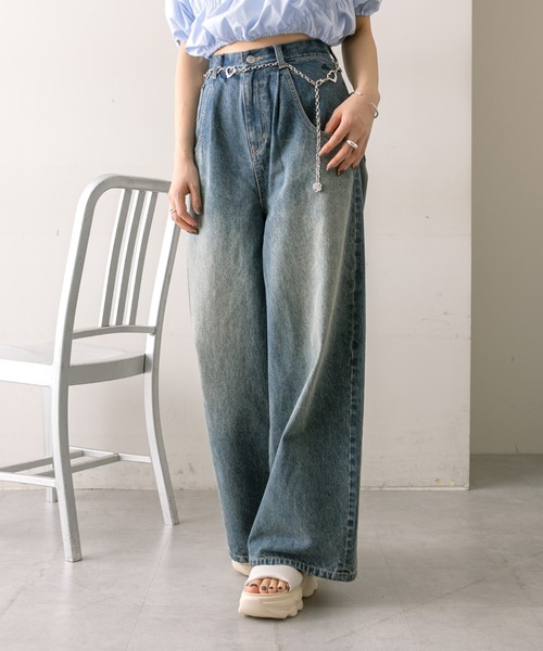 mline（エムライン）の「【サイズ展開あり】[mline]刺繍タックワイドデニム（デニムパンツ・レディース・ブラック/ブルー/ベージュ・1/2）」の12枚目の写真