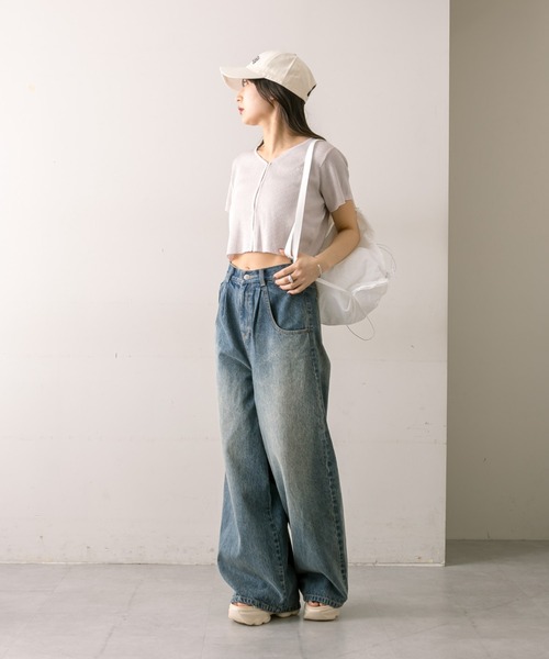 mline（エムライン）の「【サイズ展開あり】[mline]刺繍タックワイドデニム（デニムパンツ・レディース・ブラック/ブルー/ベージュ・1/2）」の16枚目の写真