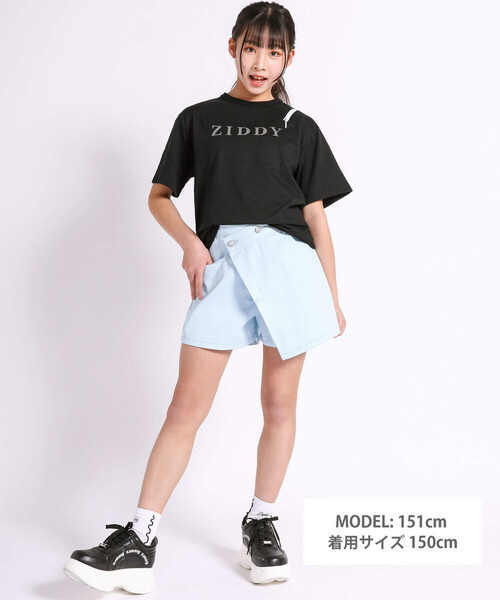 ZIDDY（ジディ）の「【 ニコ☆プチ 掲載 】アシンメトリーラップショートパンツ(130~160cm)（その他パンツ・キッズ・ブルー/ブラック・FREE/130cm/140cm/150cm）」の21枚目の写真