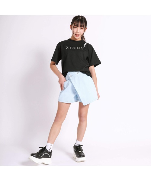 ZIDDY（ジディ）の「【 ニコ☆プチ 掲載 】アシンメトリーラップショートパンツ(130~160cm)（その他パンツ・キッズ・ブルー/ブラック・FREE/130cm/140cm/150cm）」の3枚目の写真