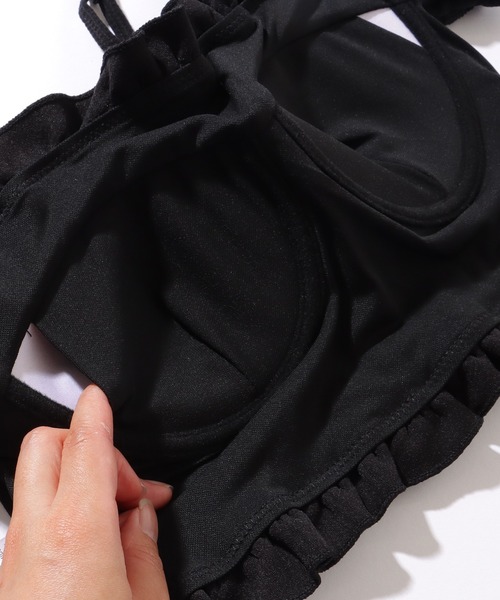 セール】オフショルダー フリル シャーリング ビキニ