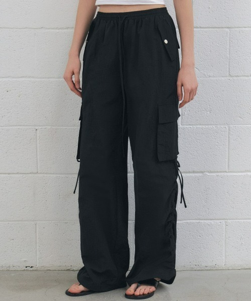 NYLON SHIRRING CARGO PANTS
