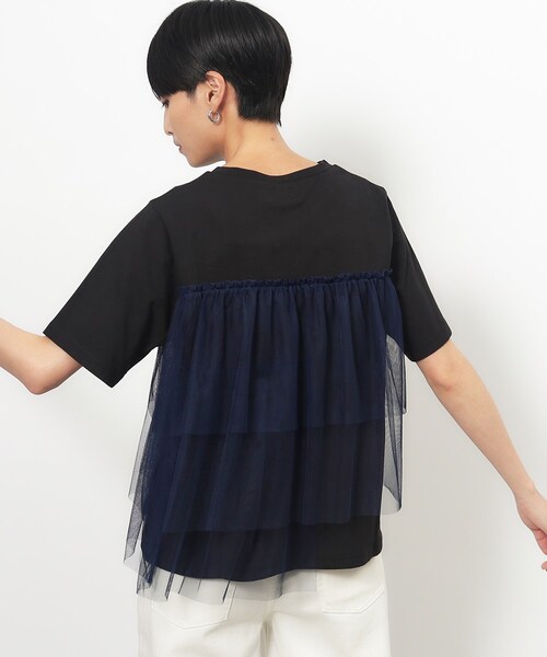 OPAQUE.CLIP(オペークドットクリップ)の「◆チュールドッキングTシャツ【洗濯機洗い可】(Tシャツ/カットソー・レディース・チャコール/ブラック系4/ホワイト系5・40/38/36)」の16枚目の写真