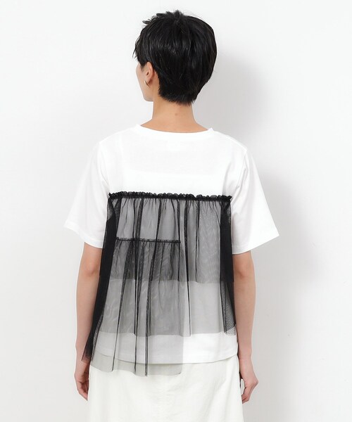 OPAQUE.CLIP(オペークドットクリップ)の「◆チュールドッキングTシャツ【洗濯機洗い可】(Tシャツ/カットソー・レディース・チャコール/ブラック系4/ホワイト系5・40/38/36)」の10枚目の写真